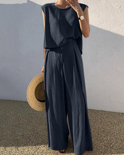Sofia | Linen Blend Casual Trousers Set