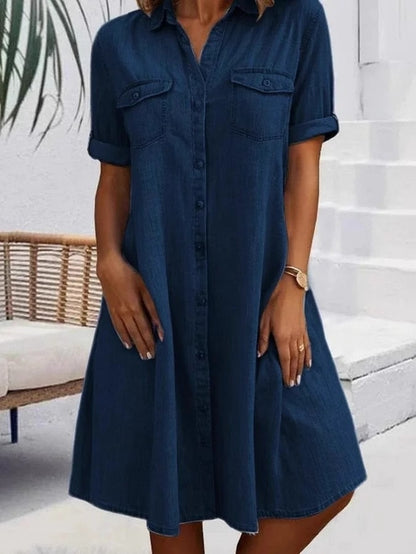Faye | Vintage Washed Elegant Denim Dress