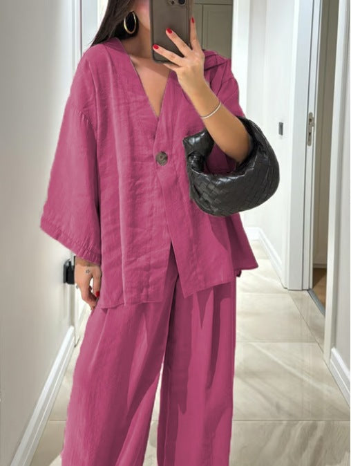 Sienna | V-Neck Top & Trousers Set