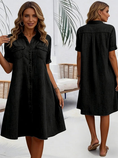 Faye | Vintage Washed Elegant Denim Dress