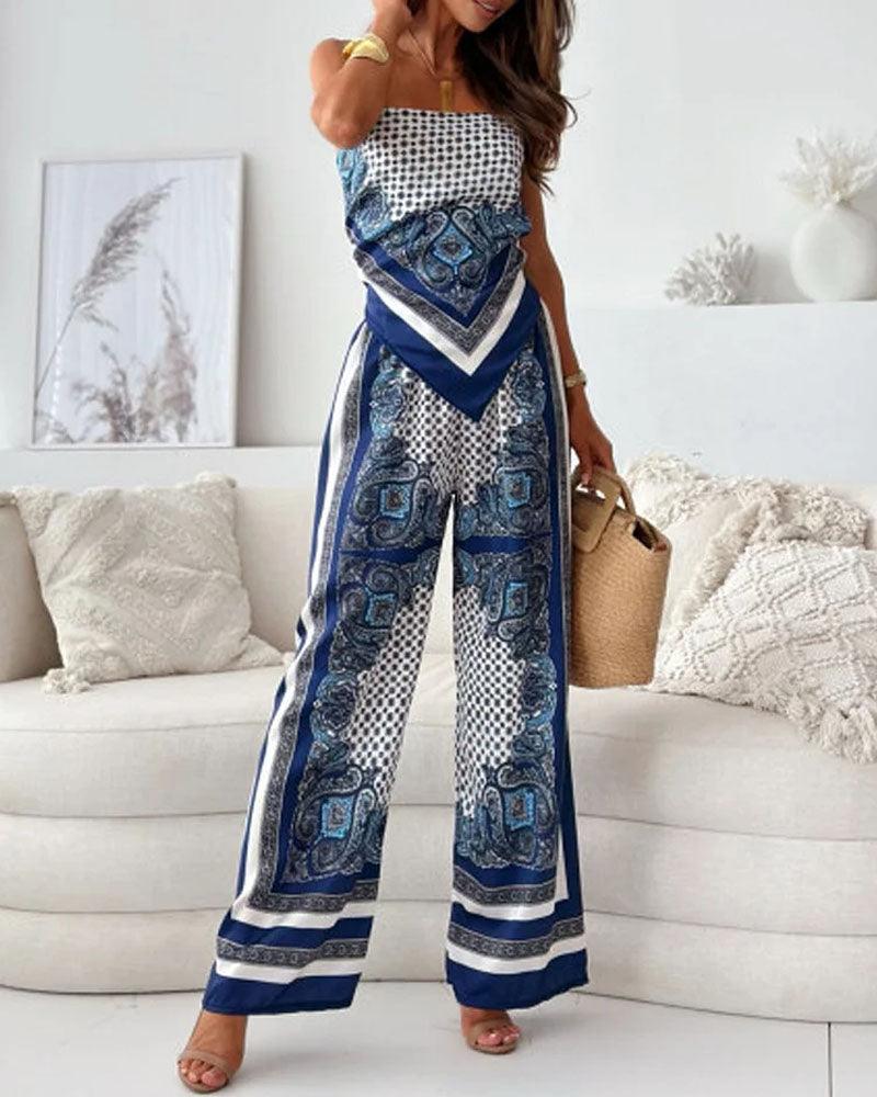 Lila | Printed Lace-Up Vest & Trousers Set
