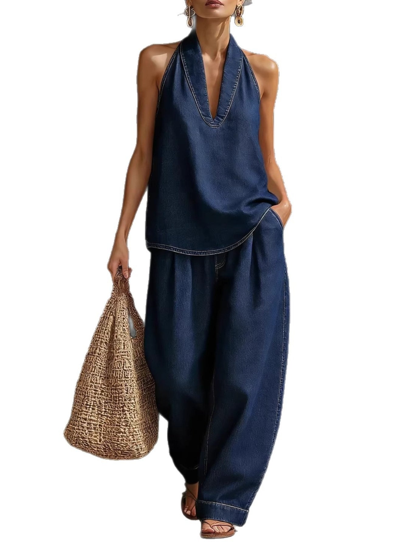 Patricia | Vintage Washed Denim Jumpsuit