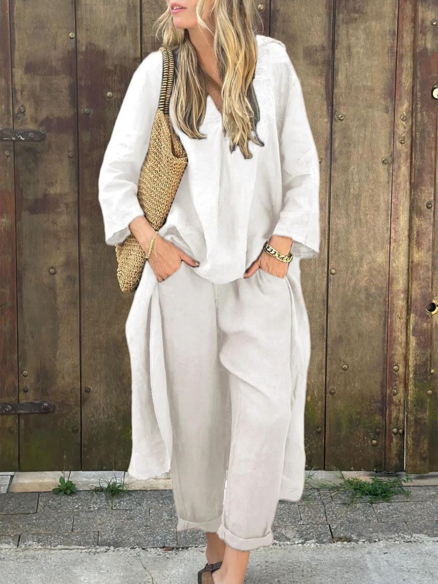 Lila | V-neck Top and Wide-leg Trousers Set