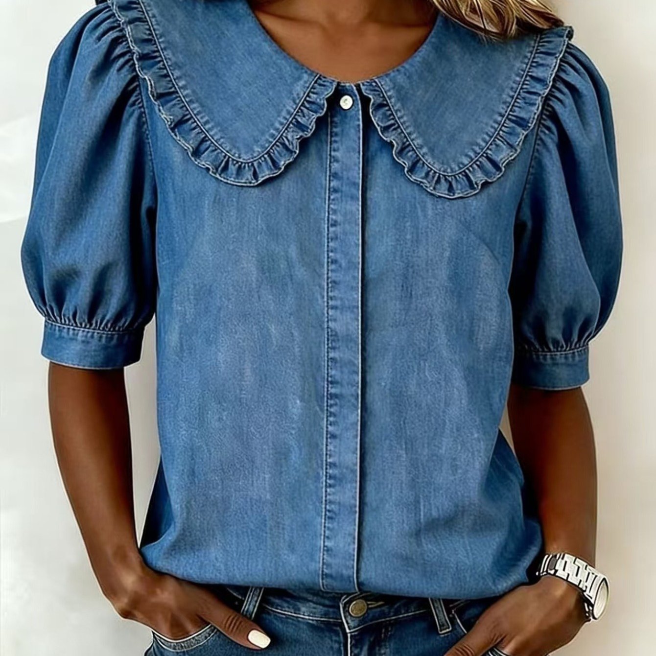 Cassidy | Short Sleeve Casual Denim Shirt