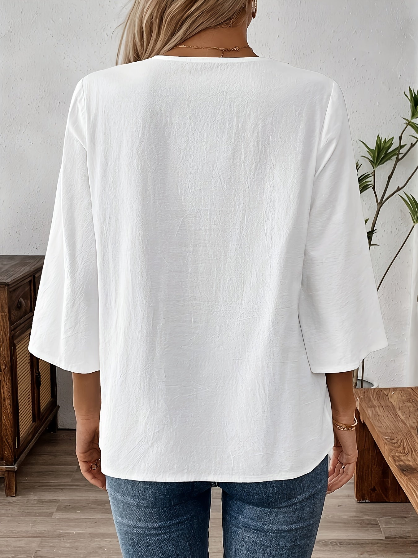 Cynthia™ | Solid V-Neck Casual Top
