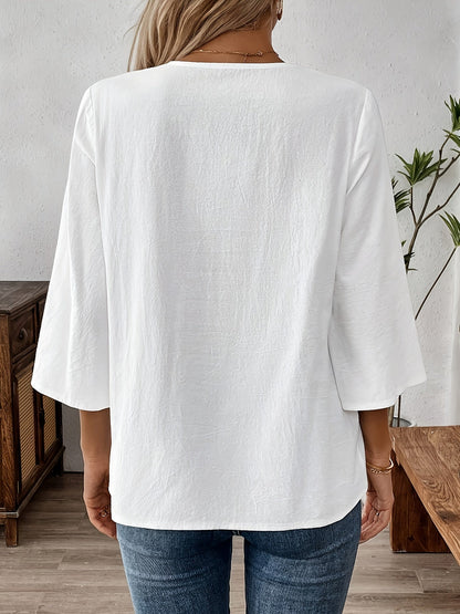 Cynthia™ | Solid V-Neck Casual Top