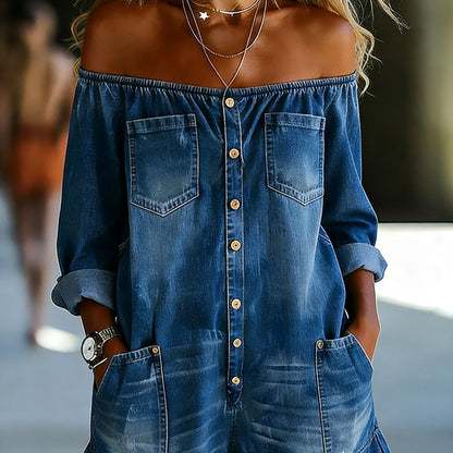 Marie | Stylish Short Denim Jumpsuit