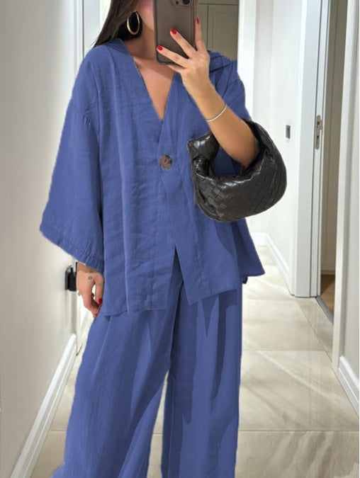 Sienna | V-Neck Top & Trousers Set