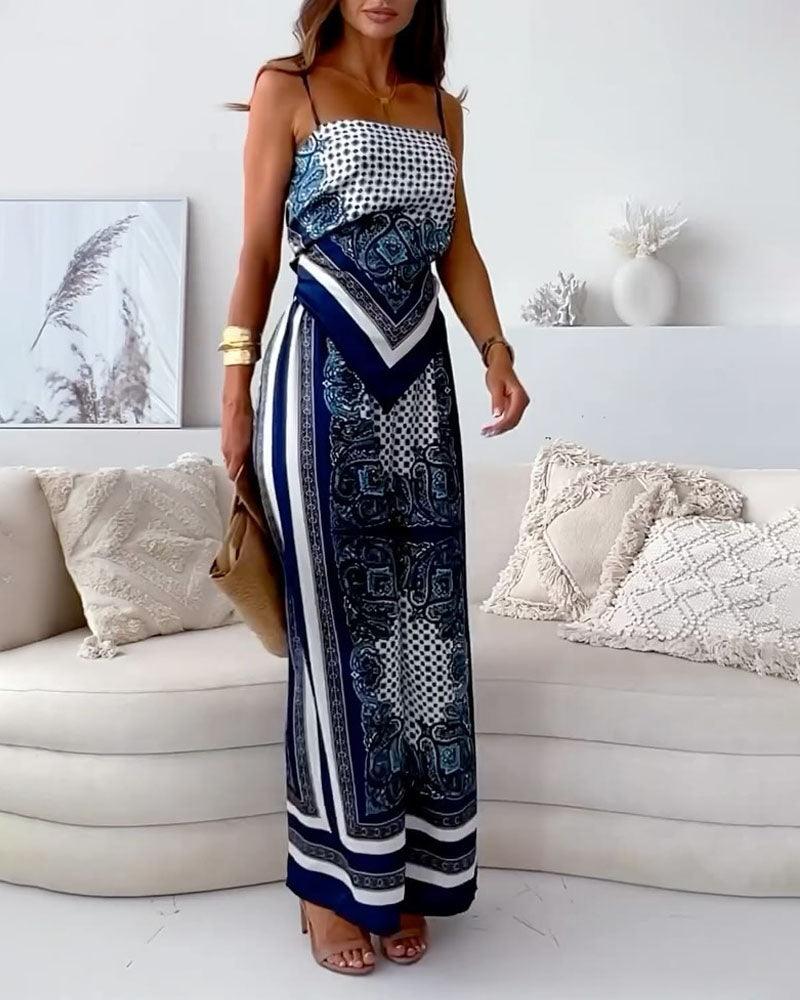Lila | Printed Lace-Up Vest & Trousers Set