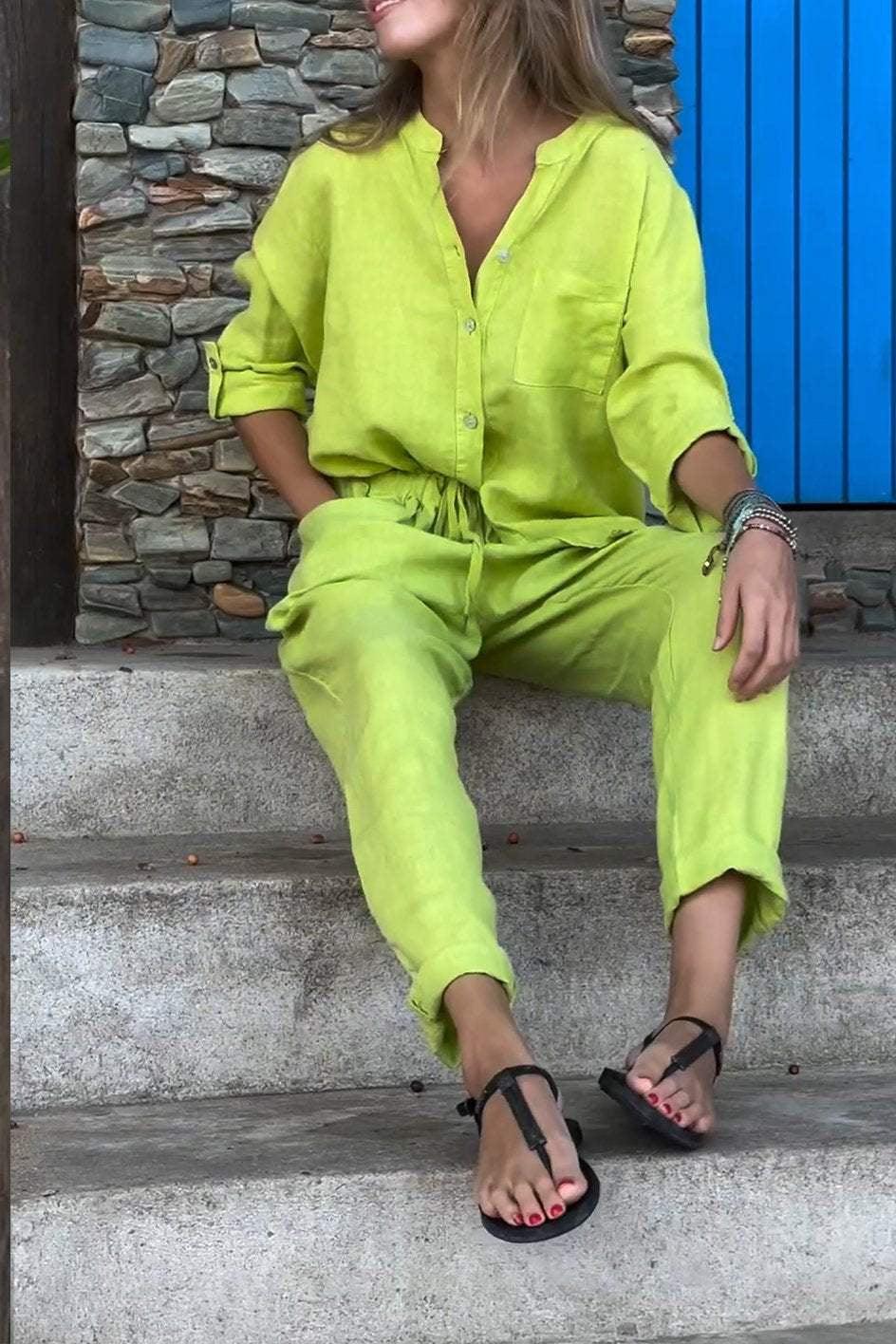 Liam | V-Neck Shirt & Trousers Set