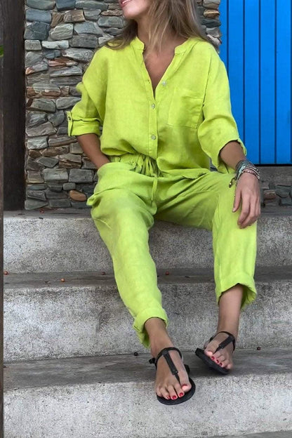 Liam | V-Neck Shirt & Trousers Set