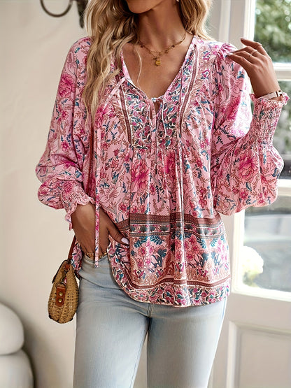 Linda™ | Floral Lantern Sleeve Blouse