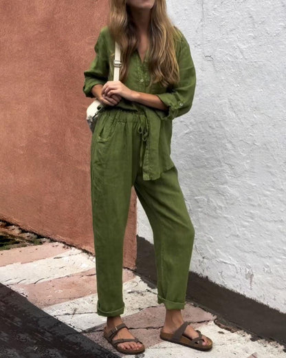 Liam | V-Neck Shirt & Trousers Set