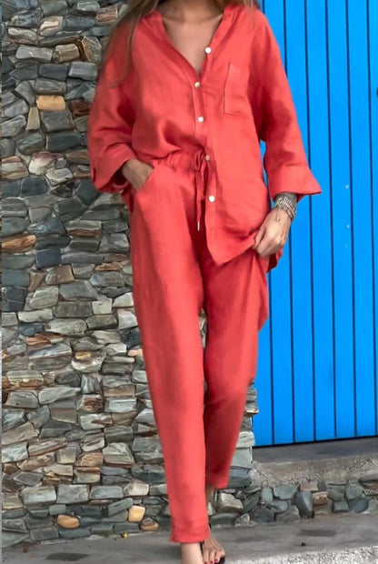 Liam | V-Neck Shirt & Trousers Set
