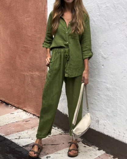 Liam | V-Neck Shirt & Trousers Set