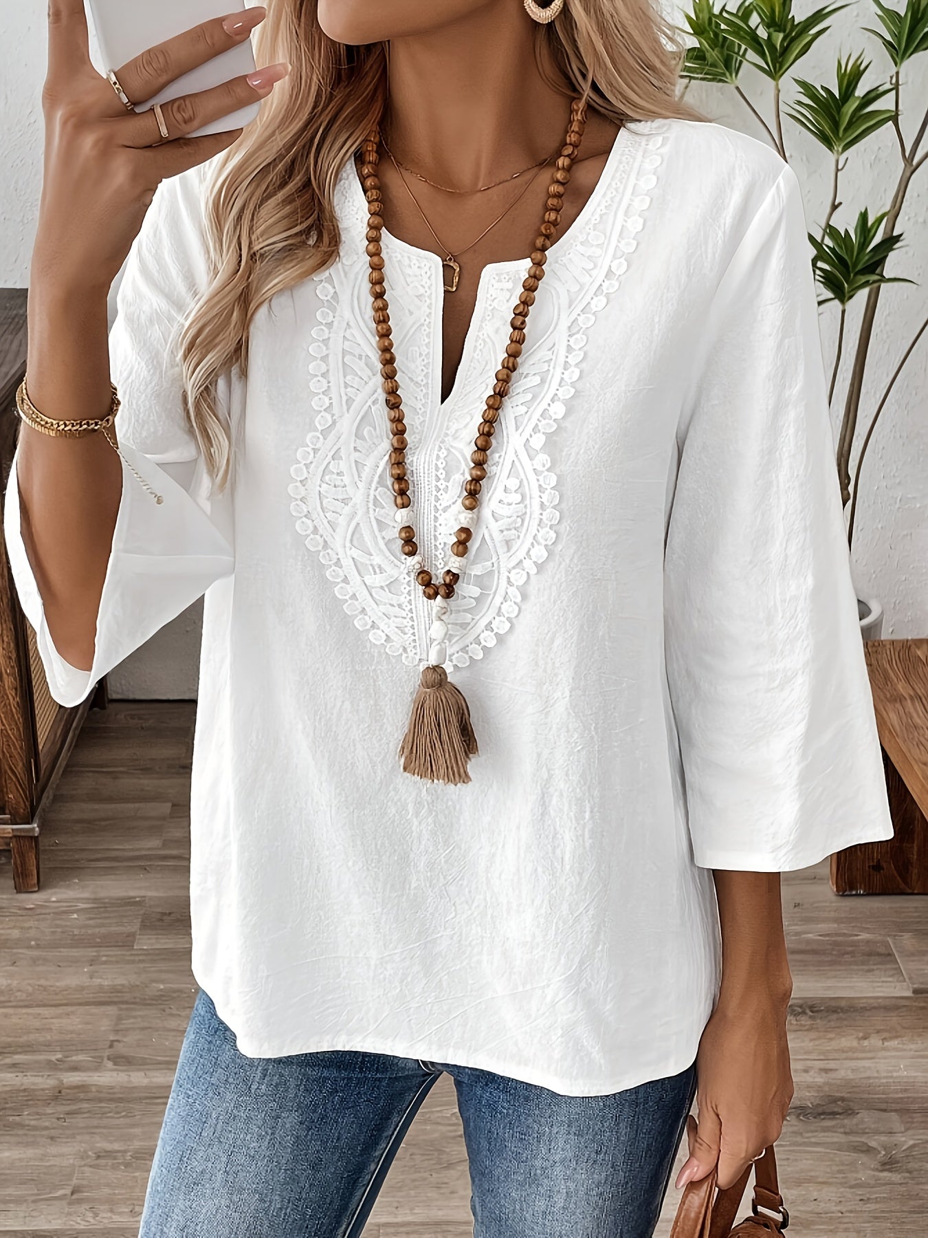 Cynthia™ | Solid V-Neck Casual Top