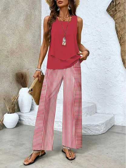 Ovelynra™ | Sleeveless Top and Wide Leg Trousers