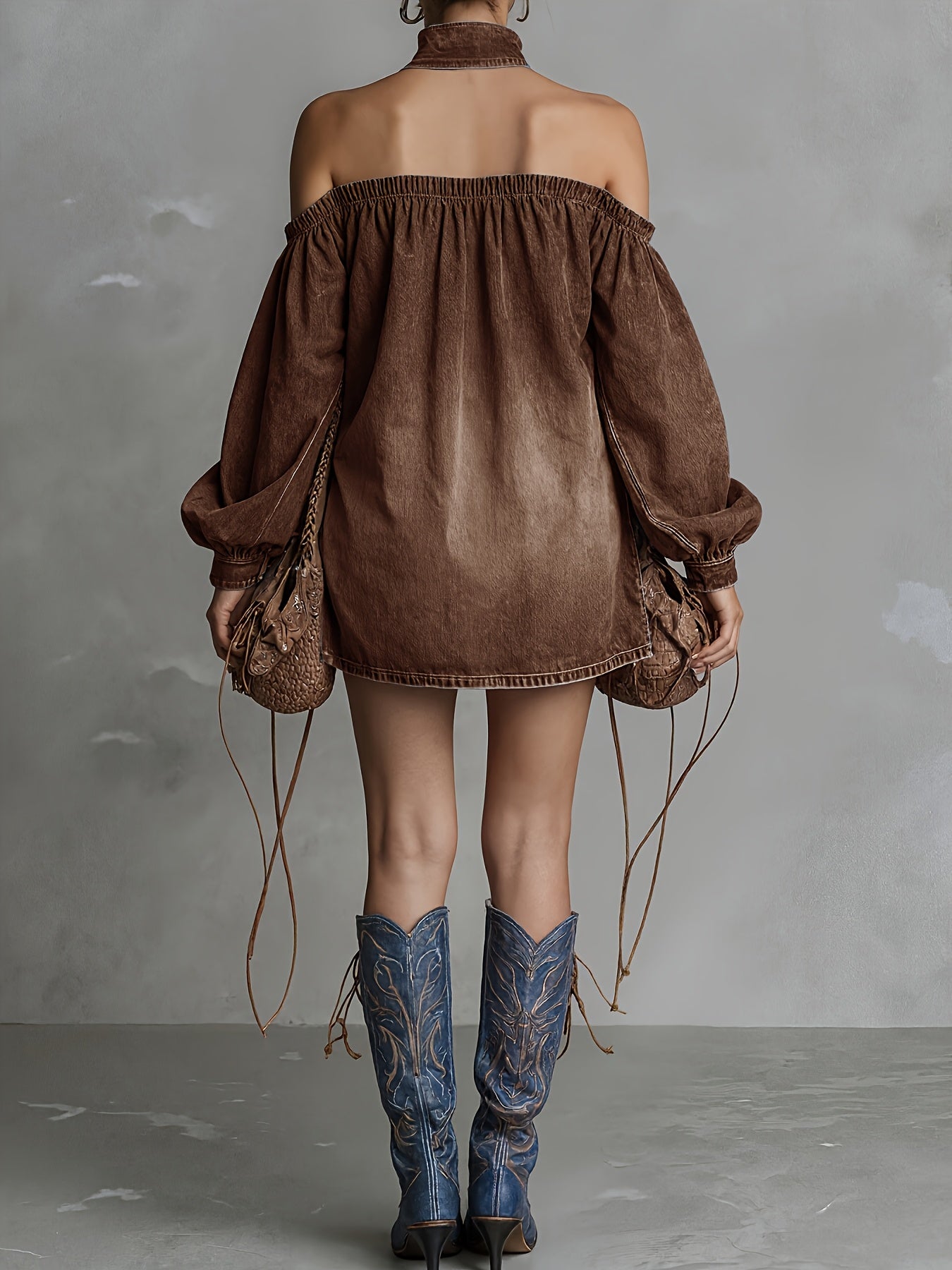 Elise | Off Shoulder Short Denim Jumpsuit