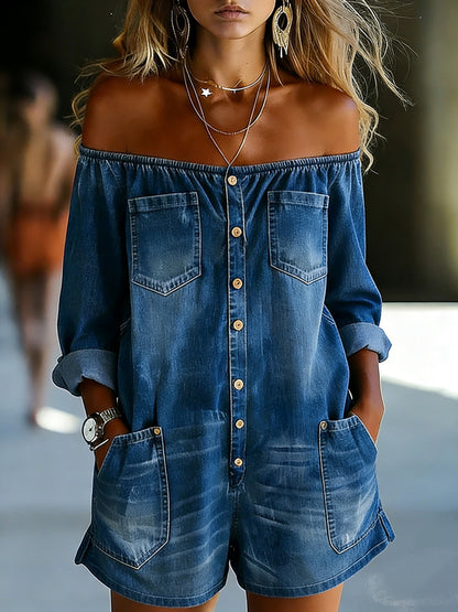 Marie | Stylish Short Denim Jumpsuit