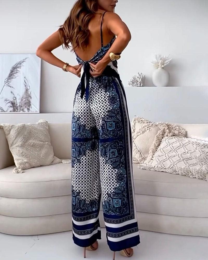 Lila | Printed Lace-Up Vest & Trousers Set