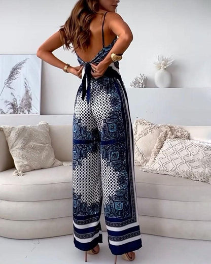 Lila | Printed Lace-Up Vest & Trousers Set
