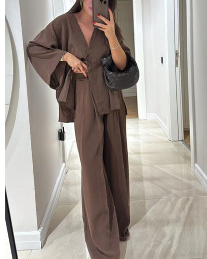 Sienna | V-Neck Top & Trousers Set