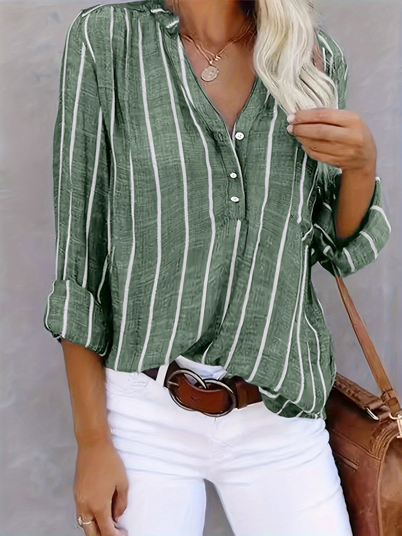 Sharon™ | Casual Striped V-Neck Top