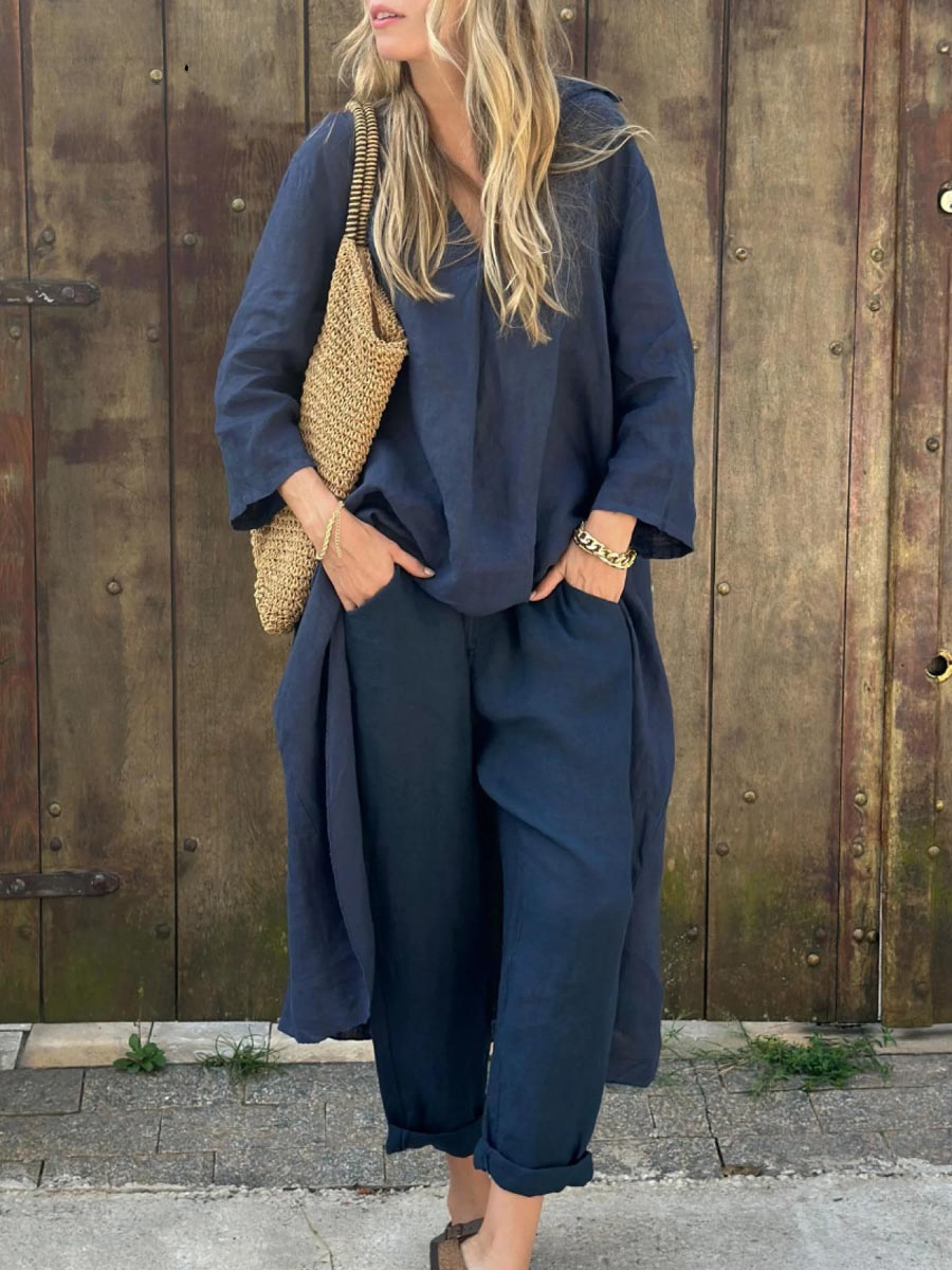 Lila | V-neck Top and Wide-leg Trousers Set
