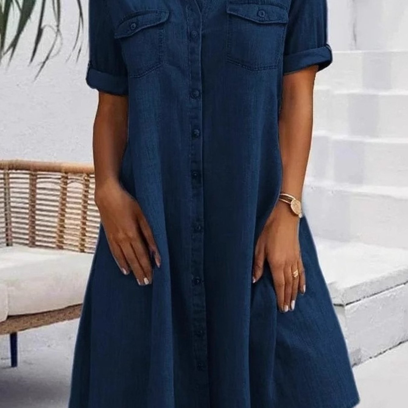 Faye | Vintage Washed Elegant Denim Dress