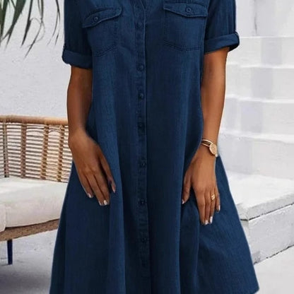 Faye | Vintage Washed Elegant Denim Dress