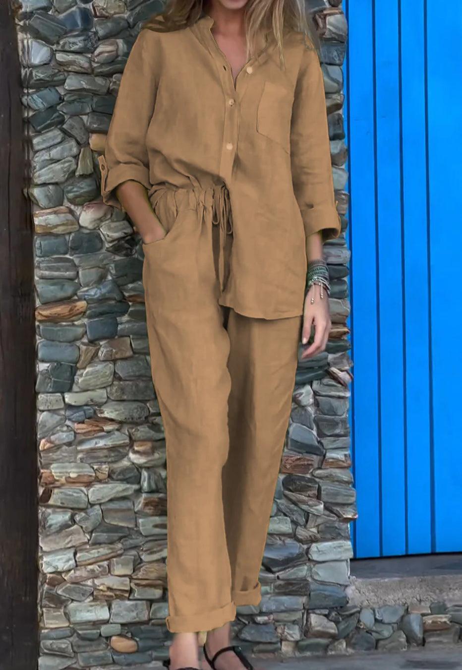 Liam | V-Neck Shirt & Trousers Set