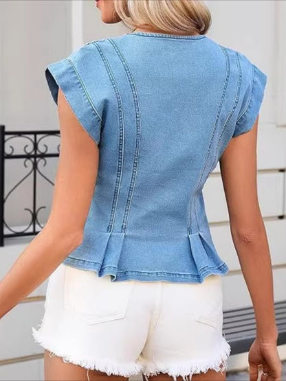 Viera | V-Neck Denim Blouse