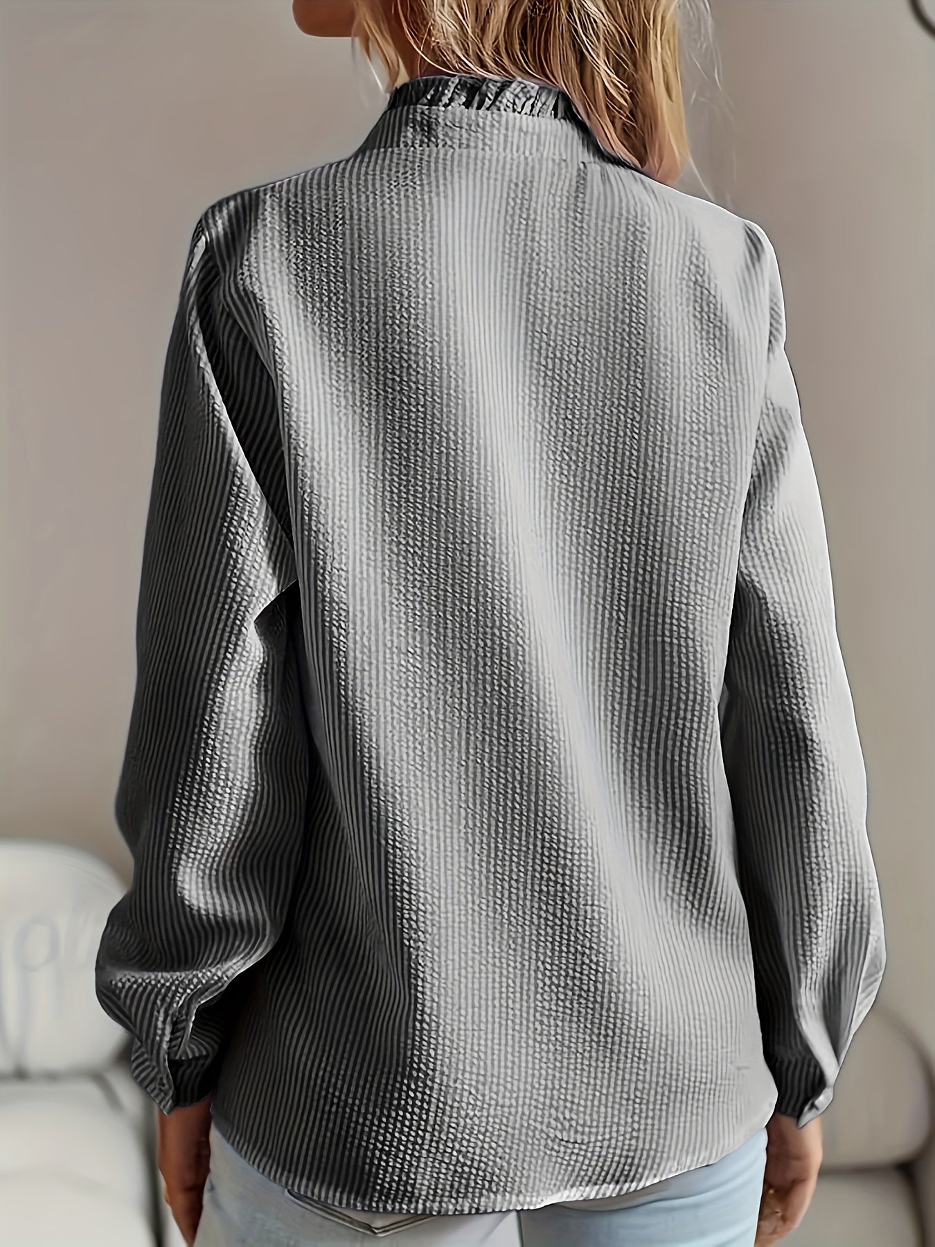 Theresa™ | Striped Lace Pleated Blouse