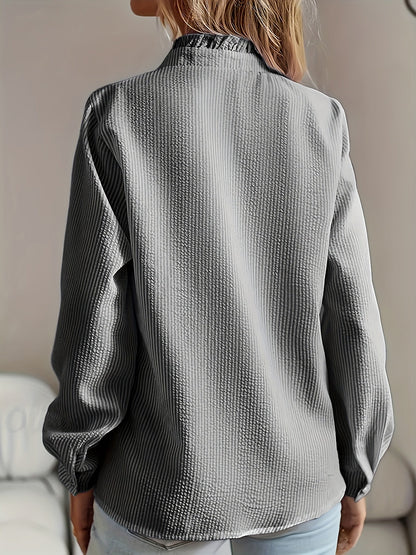 Theresa™ | Striped Lace Pleated Blouse