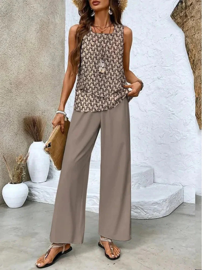 Ovelynra™ | Sleeveless Top and Wide Leg Trousers