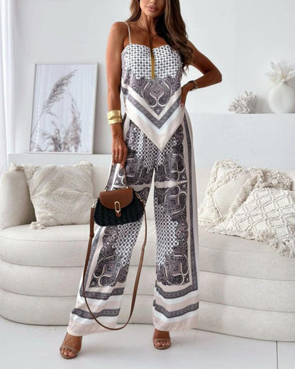 Lila | Printed Lace-Up Vest & Trousers Set