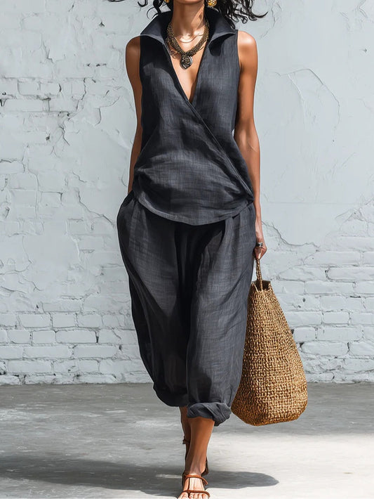 Sophia | Collared Shirt and Wide-Leg Trousers Set