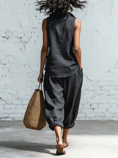 Sophia | Collared Shirt and Wide-Leg Trousers Set