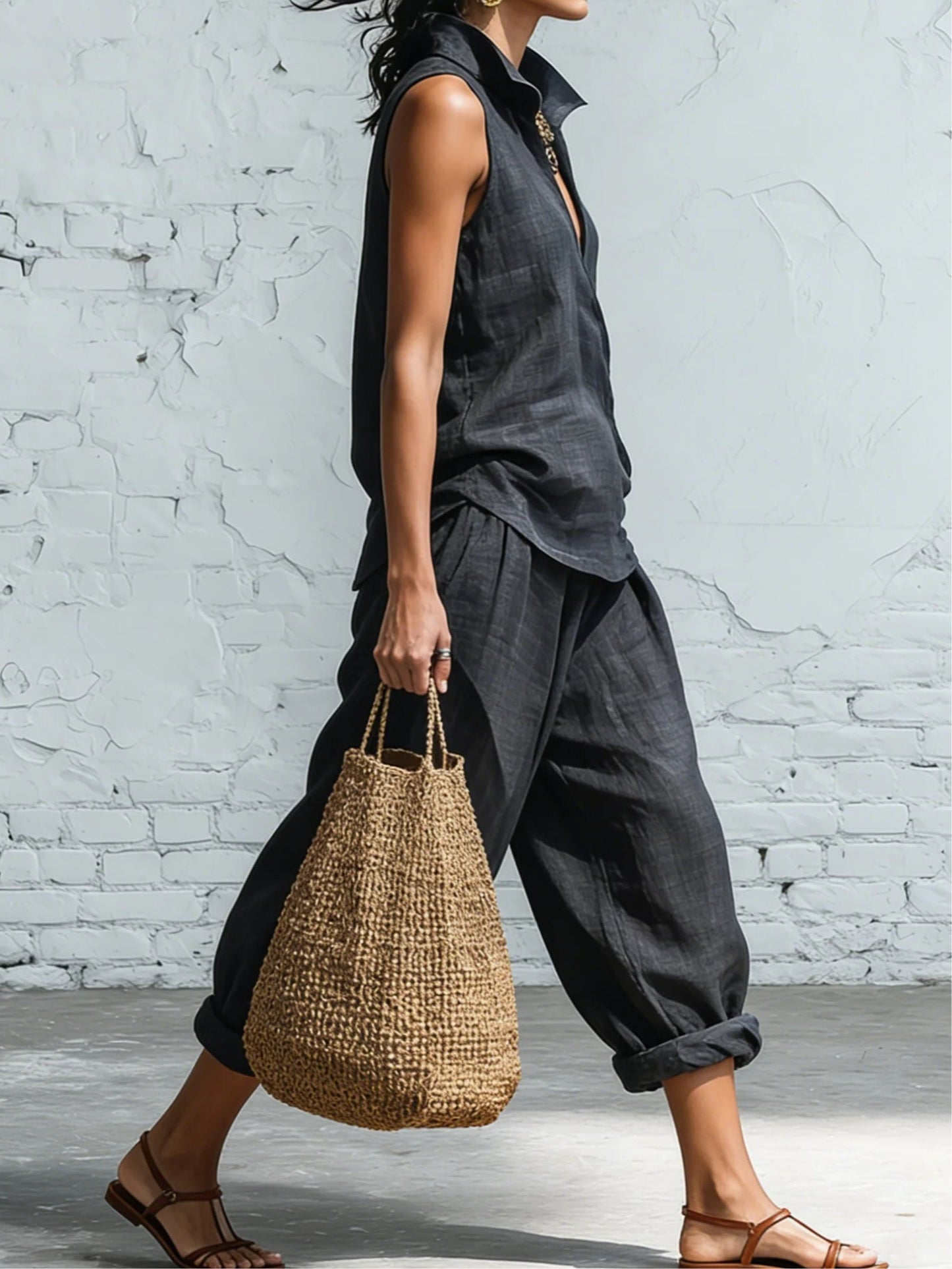 Sophia | Collared Shirt and Wide-Leg Trousers Set