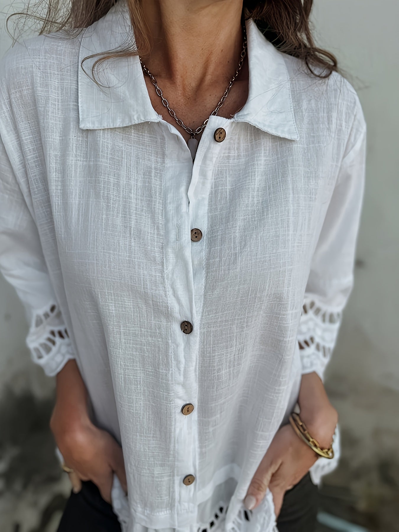 Gloria™ | Ruffled Lace Sleeve Blouse