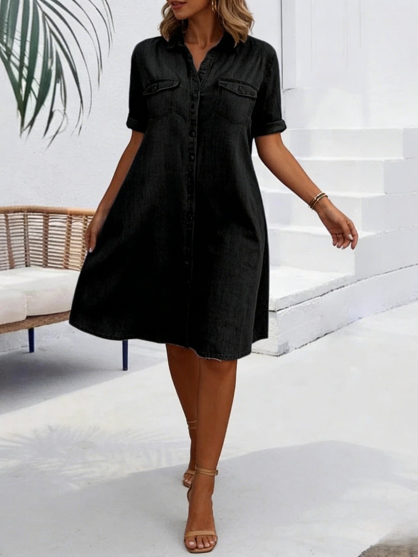 Faye | Vintage Washed Elegant Denim Dress