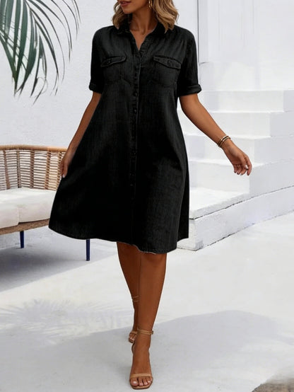 Faye | Vintage Washed Elegant Denim Dress