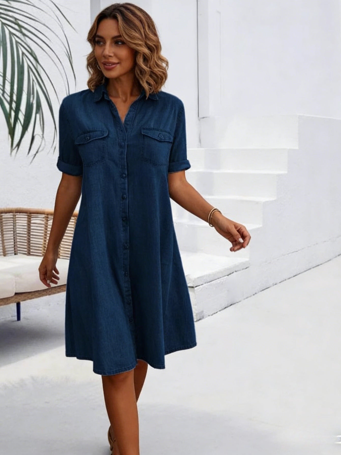 Faye | Vintage Washed Elegant Denim Dress