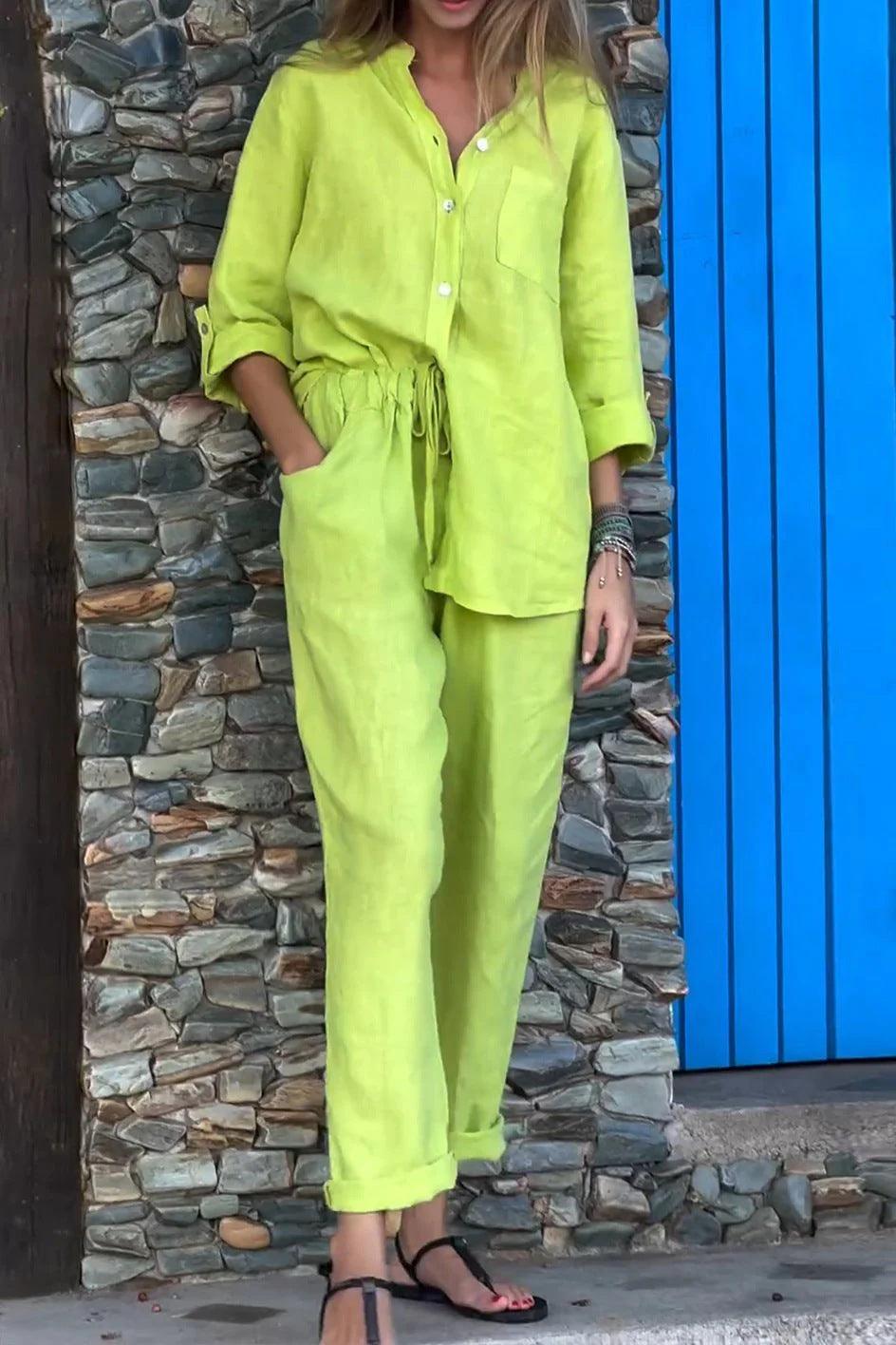 Liam | V-Neck Shirt & Trousers Set
