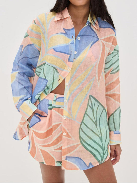 Diego | Tropical Leaf Printed Short Set