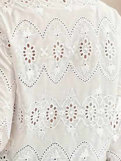 Elaine™ | White Lace Floral Blouse