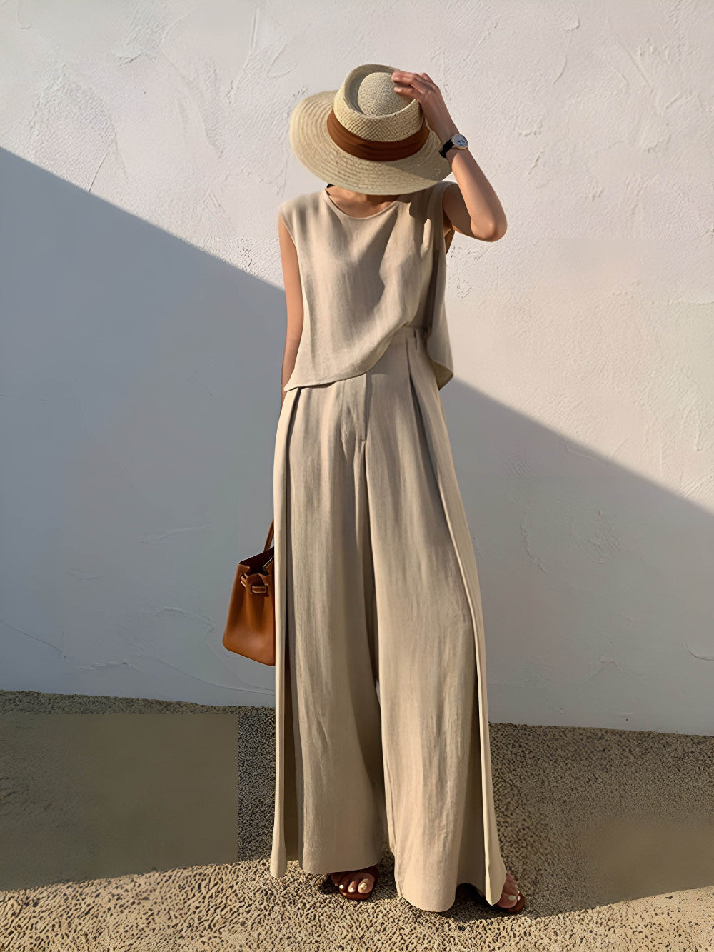 Sofia | Linen Blend Casual Trousers Set