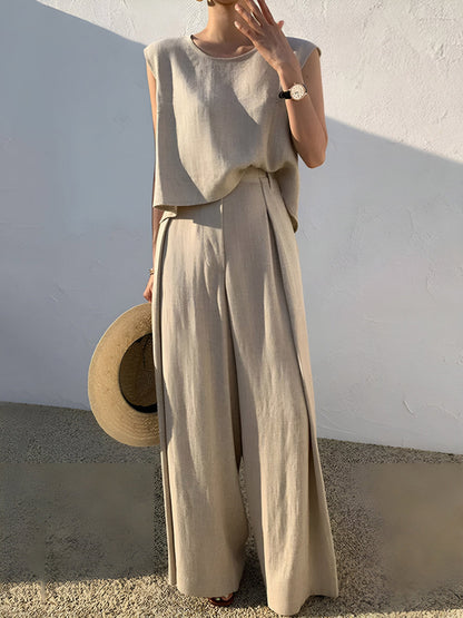 Sofia | Linen Blend Casual Trousers Set