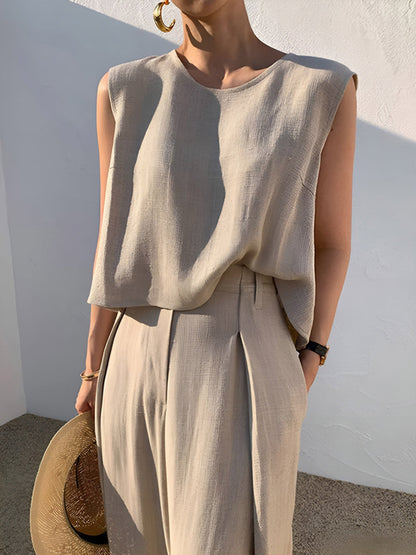 Sofia | Linen Blend Casual Trousers Set