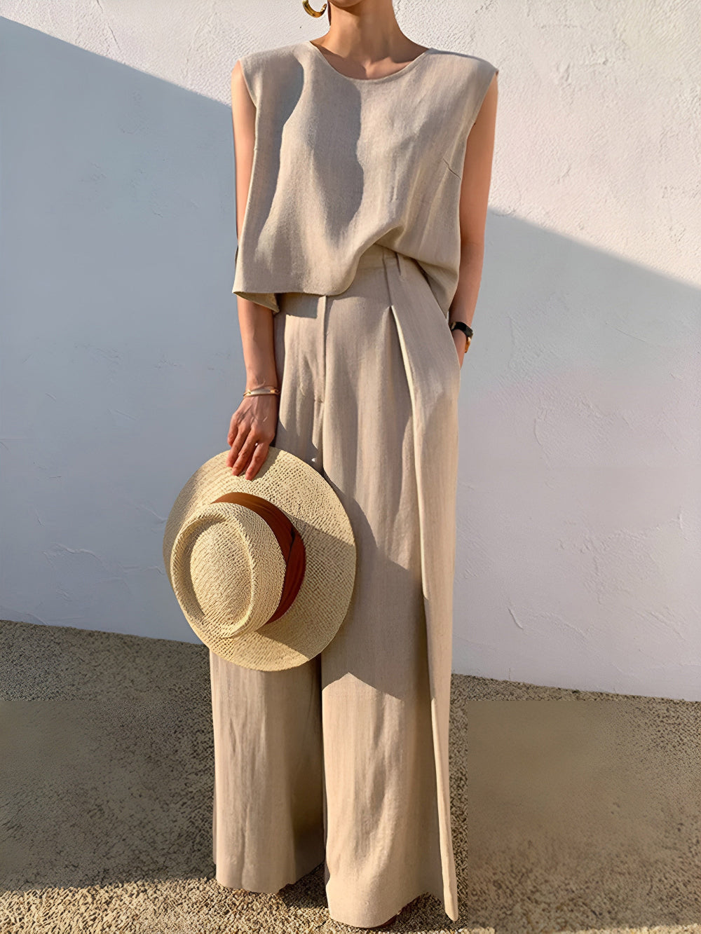 Sofia | Linen Blend Casual Trousers Set